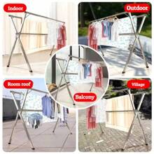 Joybos Foldable Clothes Drying Rack, Stainless Steel Collapsible Laundry Drying Rack, Collapsible Floor Standing Clothing Dryer, Retractable, Expandable, Collapsible For Easy Storage, Rust-Proof, Works Both Indoors And Out, Essential For Camping/Trailers, 123-200cm Length, Oversized For Multiple Garments - Silver - View 8