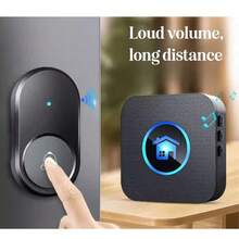 1 Set Of Wireless Music Doorbell, Home Doorbell Range 1,000ft, 5 Volume Levels, With 55 Door Chime Tones And LED Flash Light (Classic Doorbell Kit: 1 Button And 1 Receiver)