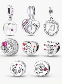 1Pc Fashionable Mother's Love Charm Bead Fit For Women Bracelets Bangles DIY Jewelry Making And Daily Outfit Matching Jewelry Decoration For Girls