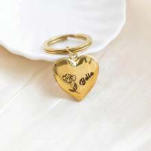 定制照片个性化生日花和姓名镌刻心形钥匙扣、照片小盒钥匙扣、圣诞礼物、奶奶礼物、生日礼物、送给她的礼物、学校用品、返校礼物、学校礼物、办公室礼物、学校礼物、教室礼物、同事礼物、宿舍礼物、初中生、中学生、大二学生、低年级学生、个性化、独特、定制、送给他的理想礼物、送给她的理想礼物、她、男朋友、女朋友、家人、朋友 - 彩色 - 查看 4