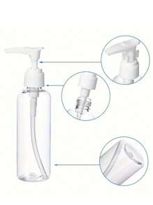 15 piezas Botellas dispensadoras transparentes a presión de 3.38oz a prueba de fugas, esencial de viaje - Adecuado para loción, gel de baño, crema facial, aceite de masaje, champú y acondicionador, portátil, a prueba de fugas, reutilizable, ideal para viajes y uso diario. - Blanco - Ver 7