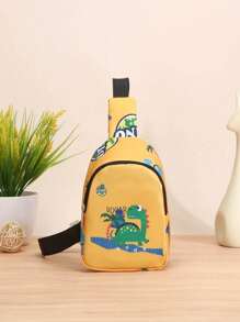 1 pieza Mini bolsa de pecho cruzada, monedero, de cierre con cremallera, con lindos diseños de unicornio/sirena/dinosaurio/espacio, ideal para uso diario