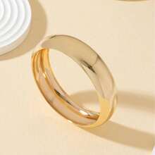1 pieza Brazalete de metal liso y de color dorado de moda y lujoso para mujeres, apto para uso diario