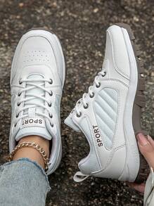 Women's New Fashion Comfortable Lightweight Shock-Absorbing Outdoor Hiking Shoes, Waterproof Anti-Slip Low-Top Soft-Soled Outdoor Climbing Shoes, Casual Sports Shoes - White - View 1