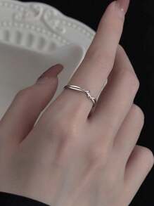 1 Stück S925 Sterling Silber einfacher umwickelter Ring, modisch & elegant für den täglichen Gebrauch, hochwertiger Schmuck für Frauen - Silber - Übersicht 5