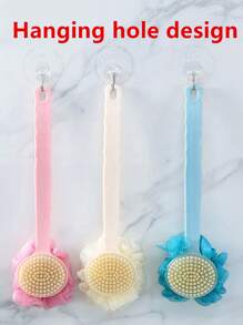 Cepillo corporal de lujo suave de esponja marina y cerdas de cerdo jabalí - Cepillo de baño curvo de mango largo que exfolia suavemente, unisex - Accesorios de spa de baño, para Body, rostro y cuidado de la piel