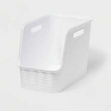 Wave Narrow Open Front White -  Stackable Storage Bin, 13" Cube Compatible, Cut-Out Handles