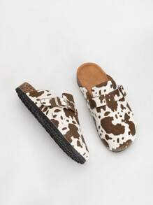 女士一脚蹬平底凉鞋，舒适简约平底拖鞋，奢华质感休闲鞋 - 棕色 - 查看 6