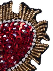 3件/套 红色心形手工串珠贴片，DIY服装配饰，刺绣贴花图案，适用于服装、包包、鞋子、帽子、节日派对装饰、夏季、学校等场合。 - 彩色 - 查看 5