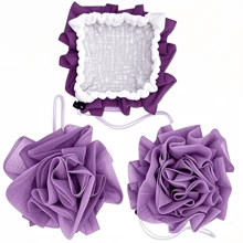 2-en-1 Pochette de savon de bain et boule de douche, Fleur de bain, Éponges de douche moelleuses multicolores, Maintient le savon de barre - Boule de douche exfoliante en maille pour le gel douche et une peau lisse. Décoration de salle de bain à la maison, décoration d'automne, retour à l'école