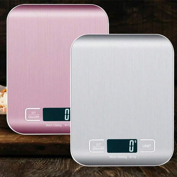 1 pieza Báscula digital de cocina de 5kg/10kg con función de tara, báscula electrónica para hacer café, báscula de alimentos con pantalla LCD de acero inoxidable, báscula de cocina de 11 libras, con 6 funciones de unidad de peso y pantalla LCD, báscula digital de alimentos de acero inoxidable de 0,05 oz/1 g para gramos y onzas, para hornear, cocinar, dieta y preparación de comidas, fácil de limpiar