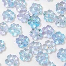 10/50pcs 14mm Glass Cherry Blossom Beads-For Jewelry Making, DIY Crafts, Necklaces, Bracelets - Transparent Multicolor Glass Bead