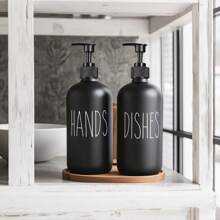 LEAPAIR 500ml PET 黑色洗手液乳液瓶哑光波士顿瓶按压分体瓶洗手液盒皂液器带泵皂液瓶带托盘 - 黑色 - 查看 7