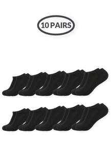1/2/5/10/15/20/30 pares de calcetines cortos negros simples y versátiles para hombre, talla grande, sueltos, transpirables y cómodos para uso diario