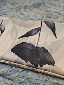 女士长袖树叶印花连帽长袍 Abaya，Modest Kaftan - 杏色 - 查看 6