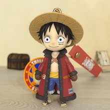 ONE PIECE 2 款正版海贼王公仔 PVC 玩偶钥匙扣吊坠蒙奇·D·托尼托尼·乔巴可爱包包挂件配饰周边礼物海盗王卡哇伊动漫公仔模型玩具 6-8 厘米/2.36-3.15 英寸