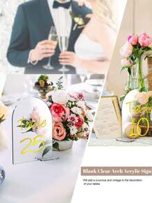 20pcs/10pcs/5pcs Acrylic Transparent Semicircular Seat Sign, Wedding Acrylic Blank Sign With Stand, DIY Acrylic Round Table Number For Wedding Sign Decoration, Table Centerpiece Decoration, Seat Sign, Table Number Sign, Name Card Sign - Multicolor - View 10