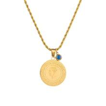 1pc 18K Gold Stainless Steel Blue Eye Twisted Pendant Necklace, Vintage Elegant Simple Design
