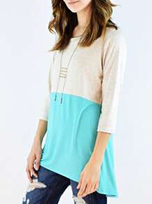 Black White Pink Mint Color Block 3/4 Sleeve Top Shirt Blouse | S-3X - 麥片 - 查看 1