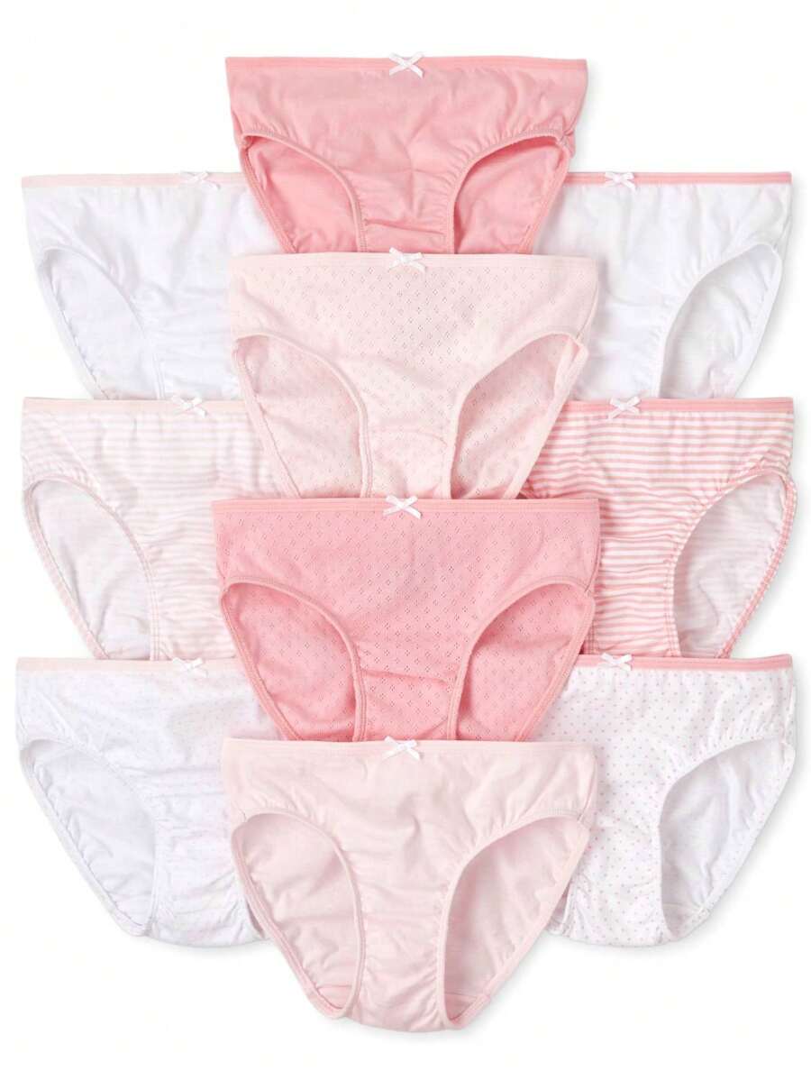 The Children's PLACE Girls Underwear 10-Pack Pink Bow Stripe Polka Dot - 花瓣 - 查看 1