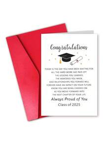 1pc Graduation Congratulations Card For Class Of 2025, Encouragement And Proud Of You Note, Premium Paper, Suitable For Friends, Teachers, And Classmates, With Envelope, For 14+ Age Group - Multicolor - View 11