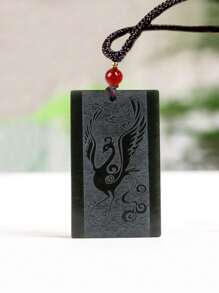 1pc Genuine Natural Hetian Jade Shallow Carving Tiger Pendant, Talisman Pendant For Protection, Amulet, Necklace Jewelry, Vintage Fashion Gift For Boyfriend & Girlfriend, Double-Sided Carved