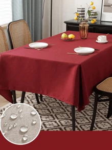 1 pieza Mantel rectangular de unicolor de poliéster resistente, adecuado para reuniones, fiestas, bodas, picnics, eventos, barbacoas, bufés, baby showers, interior y exterior, decoración diaria - Multicolor - Ver 9