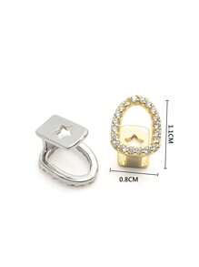 1 pièce Couronne creuse entièrement incrusté de strass, plaqué or. Bijou à dents cool et punk personnalisé pour l'hip-hop, convient pour le port quotidien des hommes et des femmes