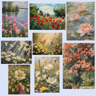 1 幅无框海报墙面艺术春季学院风植物花卉雏菊郁金香蝴蝶蜜蜂复古海报帆布画墙面艺术图片家居装饰房间装饰墙面装饰浴室装饰厨房家居装饰客厅墙纸墙贴家居装饰卧室装饰房间装饰用品客厅装饰