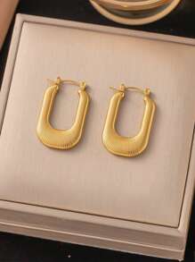 One Pair Of Sophisticated Women's High-End Metallic Earrings - Stainless Steel Jewelry With Unique Luxury Design - Perfect For Fashion-Forward Individuals