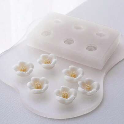 4pcs Silicone Mold For Sakura Flower Shaped Wax Melts, Plaster, Resin Crafts, Suitable For Handmade Decor