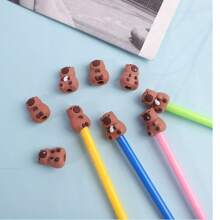 9 件装 PVC 卡通熊设计笔帽，轻便，适用于各种笔、办公用品和修正工具，可作为节日、生日、毕业季和返校礼物 - 彩色 - 查看 1