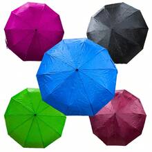 Paraguas plegable automático ideal para todo tipo de clima. Paraguas automatizo Verde, Azul, Morado, Vino, Negro y Rosa. Paraguas con 10 refuerzos de metal. - Azul - Ver 2