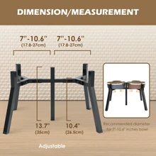 Metal Raised Dog Bowl Stand For Extra Large And Large Dogs, Adjustable Width For 7-10.6" Dog Food & Water Bowls, Single Tall Elevated Dog Bowls Holder (Bowl Not Included)