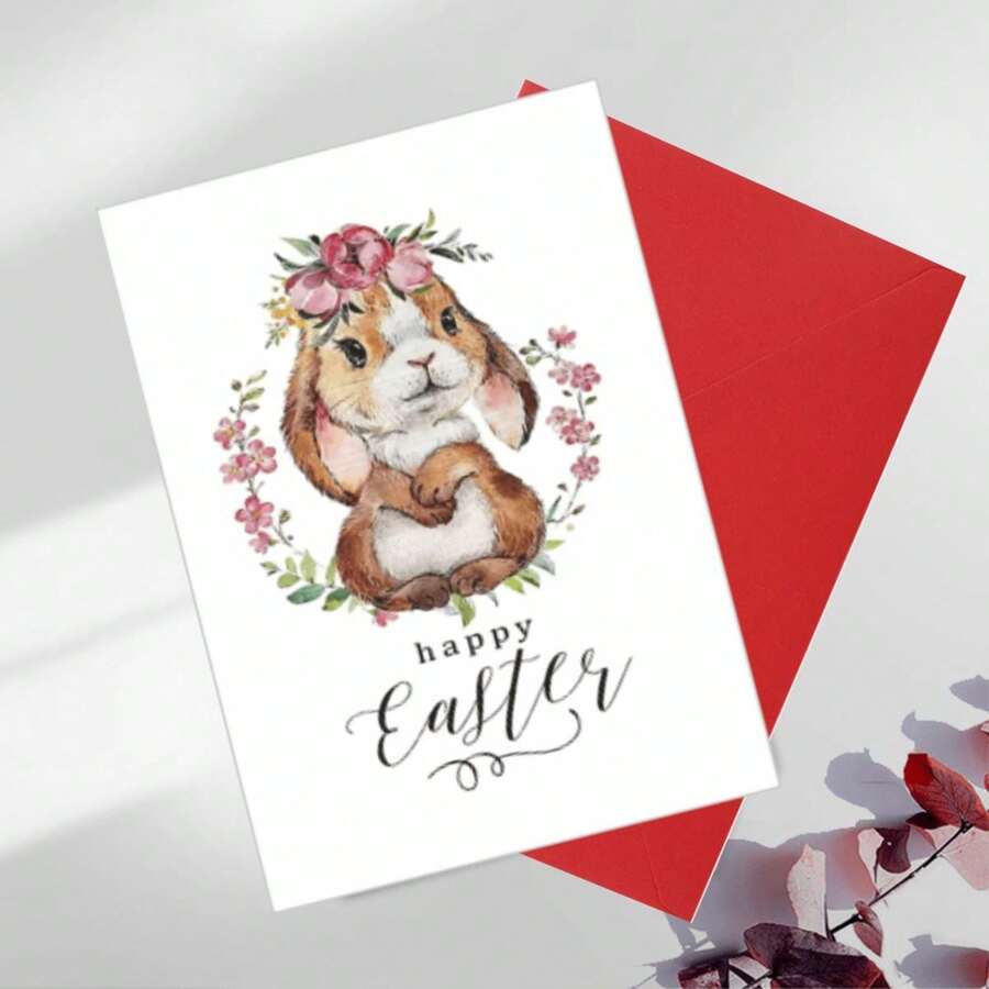 1pc, Cute Easter Card With Envelope For Family, Son &Daughter, Girlfriend & Classmate, Festival Greeting,Celebrate Easter Blessings And Prayers, Special AndLovely Easter Greeting Card, Lots Of Love This Easter!