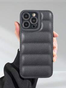 Leather Texture TPU Protective Lens Shock-Proof Phone Case Compatible With Iphone Smartphones, Down Jacket Style