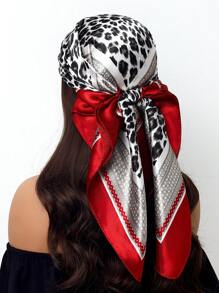 1 pieza Pañuelo de lujo de 90cm para mujer, pañuelo cuadrado estampado a la moda, pañuelo de poliéster versátil y casual para todas las estaciones