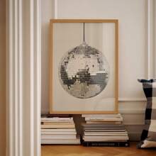 1pc Disco Ball Posters Print, Apartment Wall Arts, Print, Vintage Wall Arts, Dorm Room Decor, Funky Wall Art, Preppy Wall Art, Girly Wall Art, No Frame - Silver - View 3