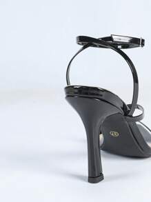 Women's Black Square Toe Strappy Heeled Sandal, Sexy Party Minimalist High Heel, Comfortable High Heels That Elongate Legs - Black - View 9