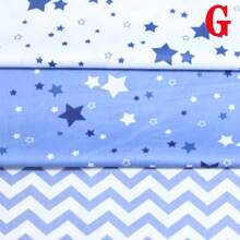 3 Pcs/Lot Cartoon Starry Sky Cloud Star Series Twill Fabric Five Pointed Star Crown Design Printed Cloth Geometric Stripe/Wave Pattern Design DIY Handmade Cloth Head Quilting Patchwork Cloth Group Pillow Cover Cloth Block Sewing Scrapbooking Cloth Tecidos Calico