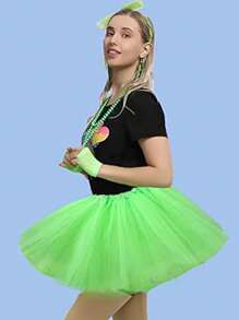 D EXCEED 6 PCS 1920s Costume Accessories For Women Neon Lace Bow Hairband Circle Earrings Artificial Bead Necklace Bracelet Fishnet Gloves Bride Weddings Masquerade Decorations Gifts Prom - Multicolor - View 9