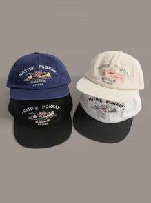 Gorra de béisbol plana casual unisex con bordado, estilo streetwear con un diseño de letras interesante