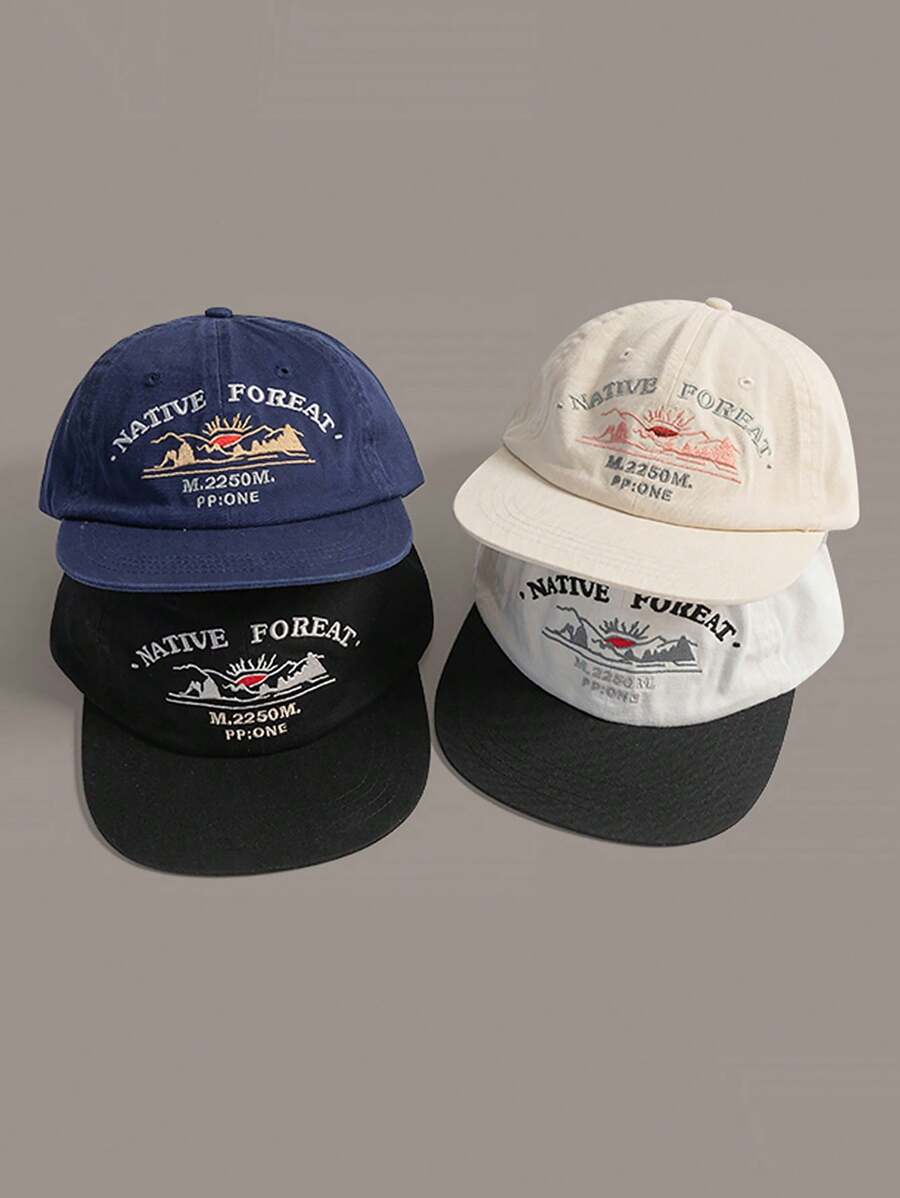 Gorra de béisbol plana casual unisex con bordado, estilo streetwear con un diseño de letras interesante