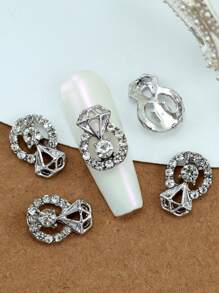 10 Pieces Per Pack Of Nail Art Nail Accessories, Three-Dimensional Exquisite Rhinestone Rings, Large Oval Nails, Charm Diy Nail Products Nail Supplies Nails Nail Charms Nail Gems