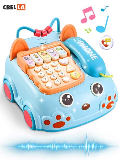 CasaBella Teléfono de juguete para coche, teléfono de juguete educativo, equipado con función de música, coche de juguete interactivo entre padres e hijos, muy adecuado para regalos de vacaciones para niños y niñas(Rosa/Azul)