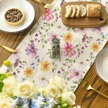 Eucalyptus & Daisy Floral Spring Tablecloth, Seasonal Summer Kitchen Dining Table Decor For Household Party