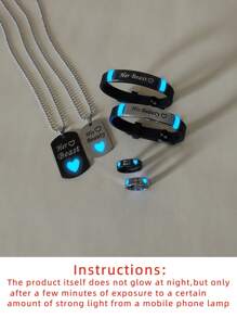 ATLVXJL 6 Stücke/Set nachleuchtende Herzen, "Ich liebe dich", "Ihre Schönheit und sein Biest" Buchstaben Edelstahl Paar Halskette Armband Ringe Set, Liebe Schmuckset für Valentinstag, Alltag