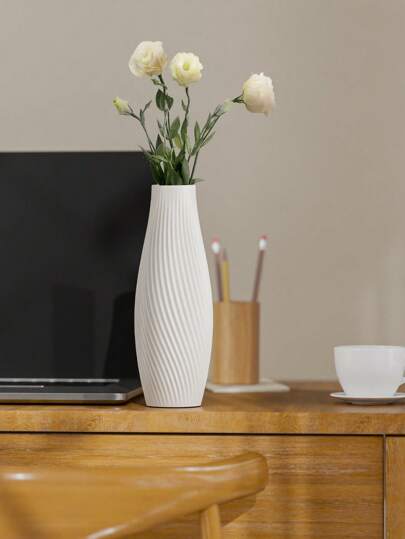 1pc Moderne Wit Herringbone Vase, Monobloc Material, Bedroom, Office, Living Room, Cabinet ation, Great Holidays Presents Birthday Graduation Home Room Flower Vase Glass view 6