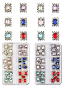 10 Pieces In A Pack And 30 Pieces In A Box For Nail Art Nail Accessories, Exquisite Inlaid With Diamonds, Colorful Gemstones, Mixed Materials, Nail Charm, Diy Nail Supplies Nails Nail Charms