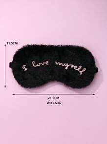 1pc Girls Black Stretchy Polyester Gold Printed Fabric Cute Elastic Band Sleep Mask, Suitable For Daily Rest Wearing